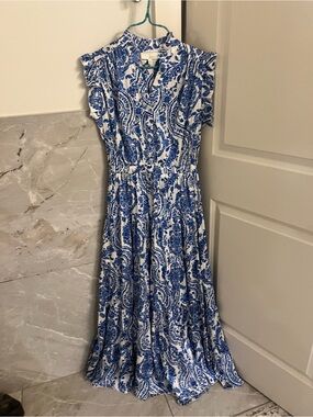 Pinch Blue and White Paisley Maxi Dress